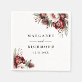 Bourgogne Blush Roze Rustieke Bloemen Trouwpapier Servet (Voorkant)