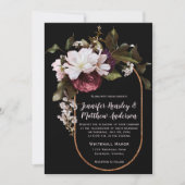 Bourgogne, Blush Roze, Wit Bloemen Boeket Bruiloft Kaart (Voorkant)