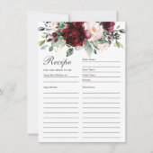 Bourgogne Blush Rozen Bloemrecept voor bruid Kaart (Voorkant)