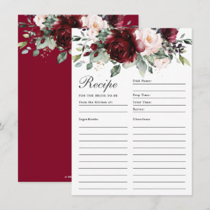 Bourgogne Blush Rozen Bloemrecept voor bruid Kaart