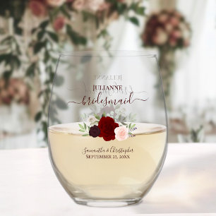 Bourgogne Blush Rozen bruidsmeisje Maid of Honor G Wijnglas Zonder Voet
