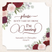 Bourgogne Blush Rozen niet nemen mijn Drink bruilo Kartonnen Onderzetters (Voorkant)