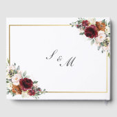 Bourgogne Blush Rust Sinaasappel Bloemen Groen Bru Gastenboek (Achterkant)