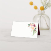 Bourgogne Blush Saffraan Bloemboeket Place Cards Plaatskaartje (Achterkant)