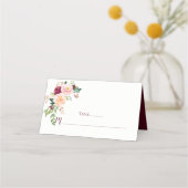 Bourgogne Blush Saffraan Bloemboeket Place Cards Plaatskaartje (Voorkant)