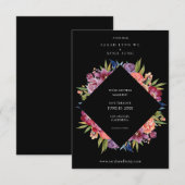 Bourgogne Blush Tropische Bloemen Bruiloft- Zwart Save The Date (Voorkant / Achterkant)