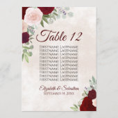 Bourgogne Blush Trouwstoel Grafiek Tafelnummer (Achterkant)