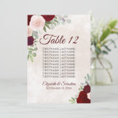 Bourgogne Blush Trouwstoel Grafiek Tafelnummer (Staand voorkant)