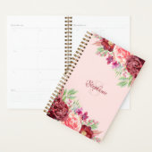 Bourgogne Blush Waterverf Floral Monogram Planner (Display)