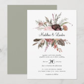Bourgogne Blush Wildflower bruiloft uitnodiging (Voorkant / Achterkant)