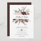 Bourgogne Blush Wildflower bruiloft uitnodiging (Voorkant / Achterkant)