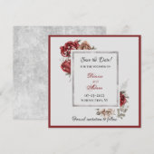 Bourgogne, Blush, witte rozen sparen de Datum Kaart (Voorkant / Achterkant)