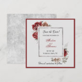 Bourgogne, Blush, witte rozen sparen de Datum Kaart (Voorkant / Achterkant)