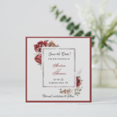 Bourgogne, Blush, witte rozen sparen de Datum Kaart (Staand voorkant)