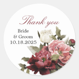 Bourgogne Boeket Bedankt Circle Stickers
