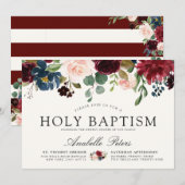 Bourgogne-boeket | Floral Heilige Doop Kaart (Voorkant / Achterkant)