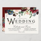 Bourgogne-boeket | Floral | Typografie van de brui Kaart (Voorkant / Achterkant)