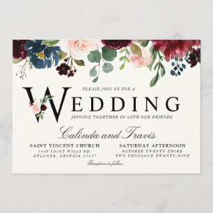 Bourgogne-boeket   Floral   Typografie van de brui Kaart
