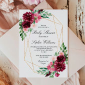 Bourgogne Bohemian Floral Baby shower Kaart