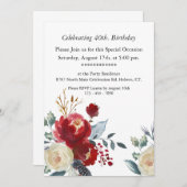 Bourgogne Boho Floral, ,40e Verjaardag Kaart (Voorkant / Achterkant)