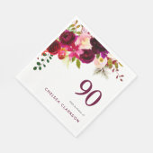 Bourgogne Boho Floral 90e verjaardag Servet (Hoek)
