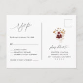 Bourgogne Boho Herfst Bloemen Huwelijk RSVP Post K Briefkaart (Achterkant)