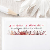 Bourgogne Boho Roos Bloemen Pampas Grass Wedding Etiket (Insitu)