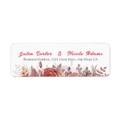 Bourgogne Boho Roos Bloemen Pampas Grass Wedding Etiket (Voorkant)