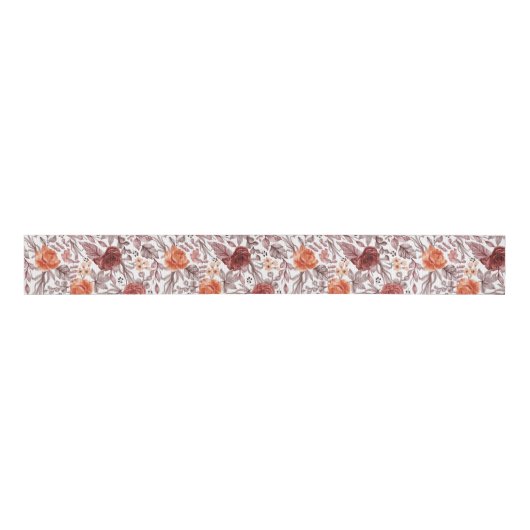 Bourgogne Boho Roos Bloemen Pampas Grass Wedding Grosgrain Lint (Voorkant)
