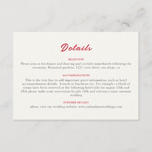 Bourgogne Boho Roos Bloemen Pampas Grass Wedding Informatiekaartje (Voorkant)