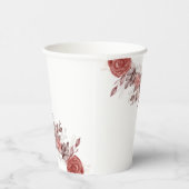 Bourgogne Boho Roos Bloemen Pampas Grass Wedding Papieren Bekers (Rechts)