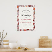 Bourgogne Boho Roos Bloemen Pampas Grass Wedding Poster (Keuken)