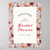 Bourgogne Boho Roos Bloemen Pampas Grass Wedding Poster (Voorkant)