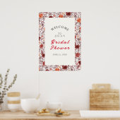 Bourgogne Boho Roos Bloemen Pampas Grass Wedding Poster (Keuken)