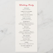 Bourgogne Boho Roos Bloemen Pampas Grass Wedding Programmakaart (Achterkant)