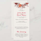 Bourgogne Boho Roos Bloemen Pampas Grass Wedding Programmakaart (Voorkant / Achterkant)