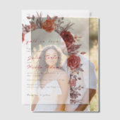 Bourgogne Boho Roos Bloemen Pampas Grass Wedding Vellum Uitnodigingen (Offset (Koppel))