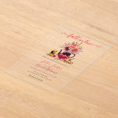 Bourgogne Boho Roos Pampas Lemon Tea Wedding Acryl Uitnodigingen (Laagn)