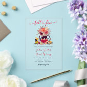 Bourgogne Boho Roos Pampas Lemon Tea Wedding Acryl Uitnodigingen (Insitu (Huwelijk))