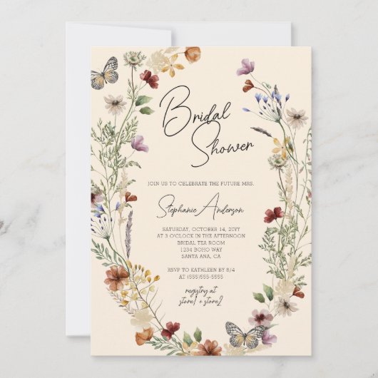 Bourgogne Boho Wildflower Vrijgezellenfeest Kaart (Voorkant)