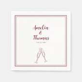 Bourgogne Border Champagne Minimalistische bruilof Servet (Voorkant)