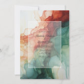 Bourgogne, Bos Groen en Houtskool Ink Bruiloft Kaart (Voorkant)