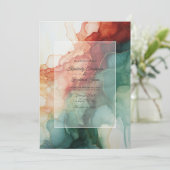 Bourgogne, Bos Groen en Houtskool Ink Bruiloft Kaart (Staand voorkant)