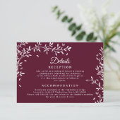 Bourgogne Botanische bruiloft Details Kaart (Staand voorkant)