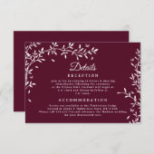 Bourgogne Botanische bruiloft Details Kaart (Voorkant / Achterkant)