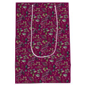 Bourgogne Botanische Patroon Gepersonaliseerde Ker Medium Cadeauzakje (Achterkant)