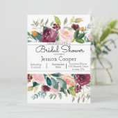 Bourgogne Bouquet Bruids Douche Uitnodiging (Staand voorkant)