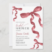 Bourgogne Bow Bruids Douche Uitnodiging (Voorkant)