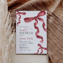 Bourgogne Bow Bruids Douche Uitnodiging