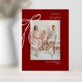 Bourgogne Bow Familiefoto Kerstgroet Briefkaart